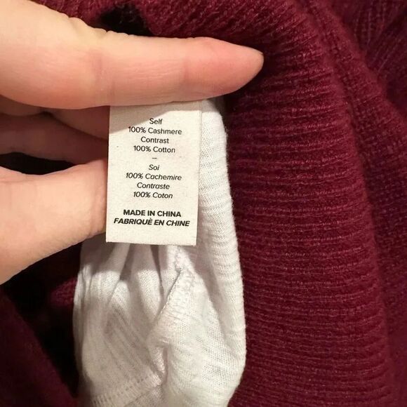 5a7 Cinq a Sept Maroon Cashmere Sweater Size Medium Vneck Long Sleeve - Picture 3 of 5